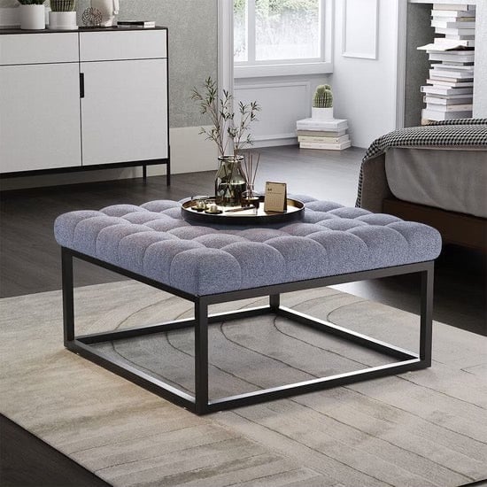 image for Modern Square Linen Footstool / Ottoman Coffee Table