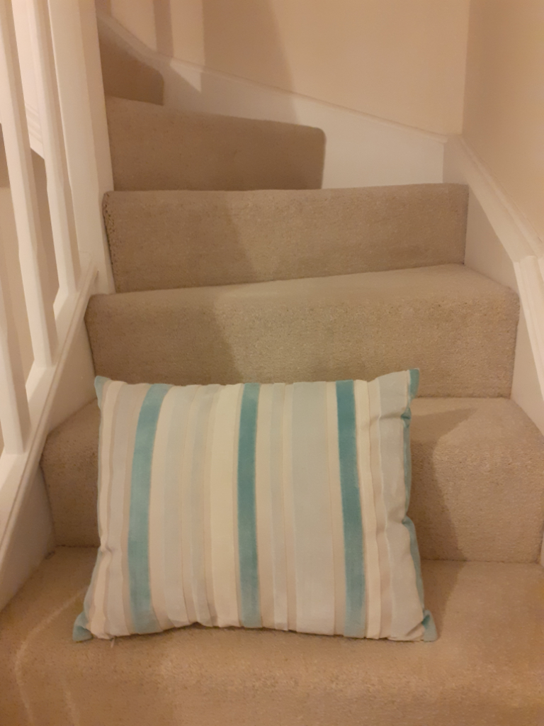 Blue striped cushion