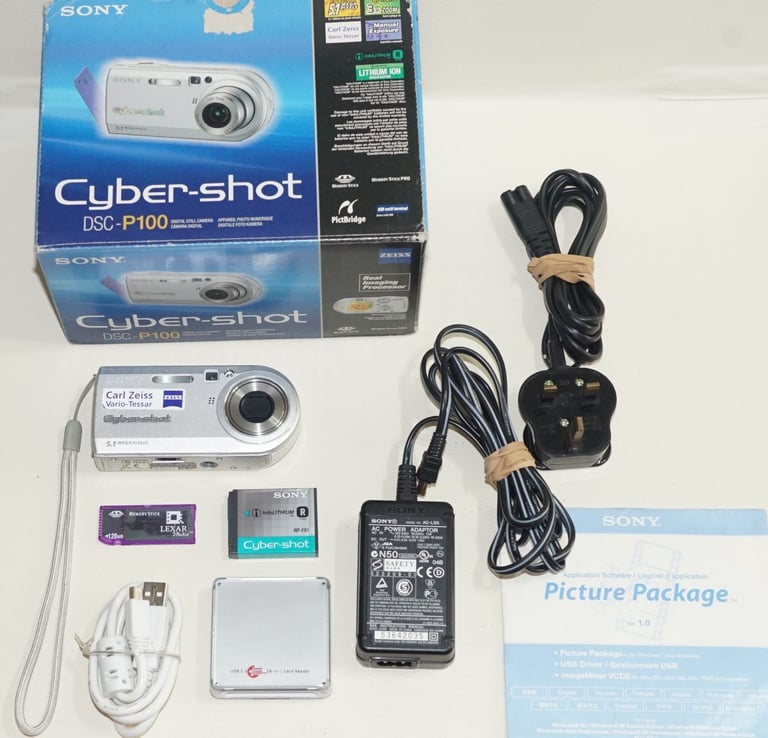 Sony Cyber-Shot DSC-P100 Digital Camera 5.1 MP Carl Zeiss 128MB Memory stick, Boxed