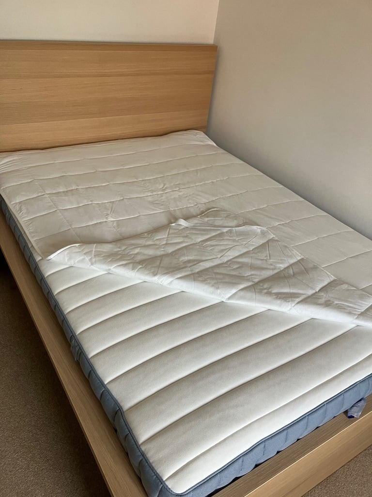 Double Bed with Mattress (IKEA/oak veneer)