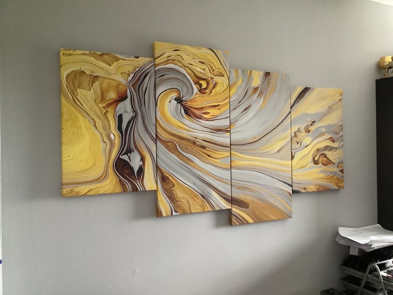 Abstract wood framed canvas wall art pictures.