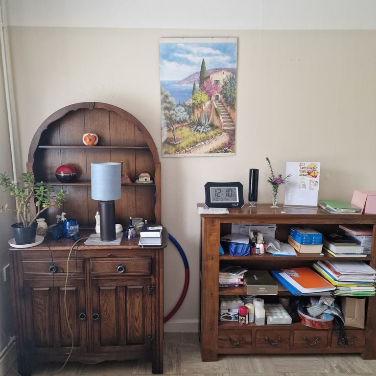 image for Vintage  2 furniture dresser and shelf.