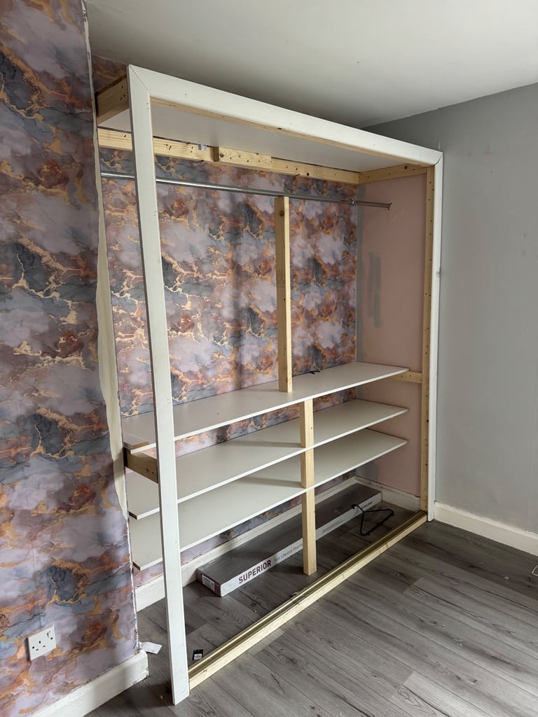 4x Rose gold tinted sliding mirror wardrobes 