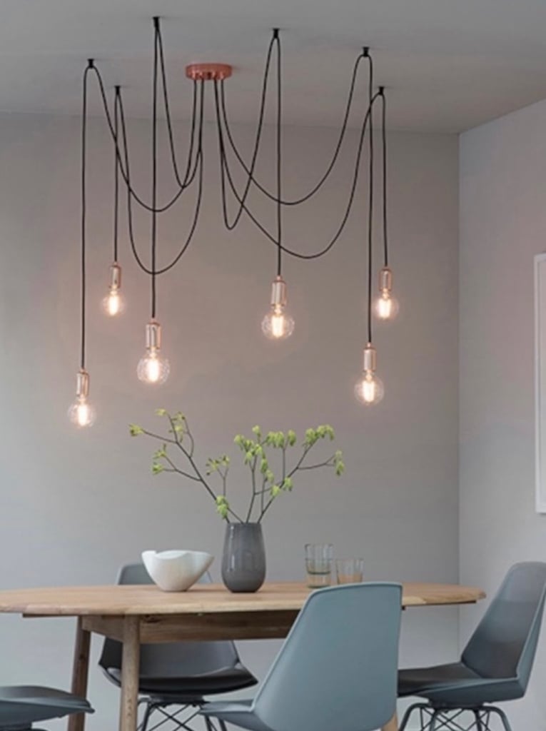 image for ENDON SPIDER LIGHT BLACK AND COPPER, EXCLUDES BULBS, USED 