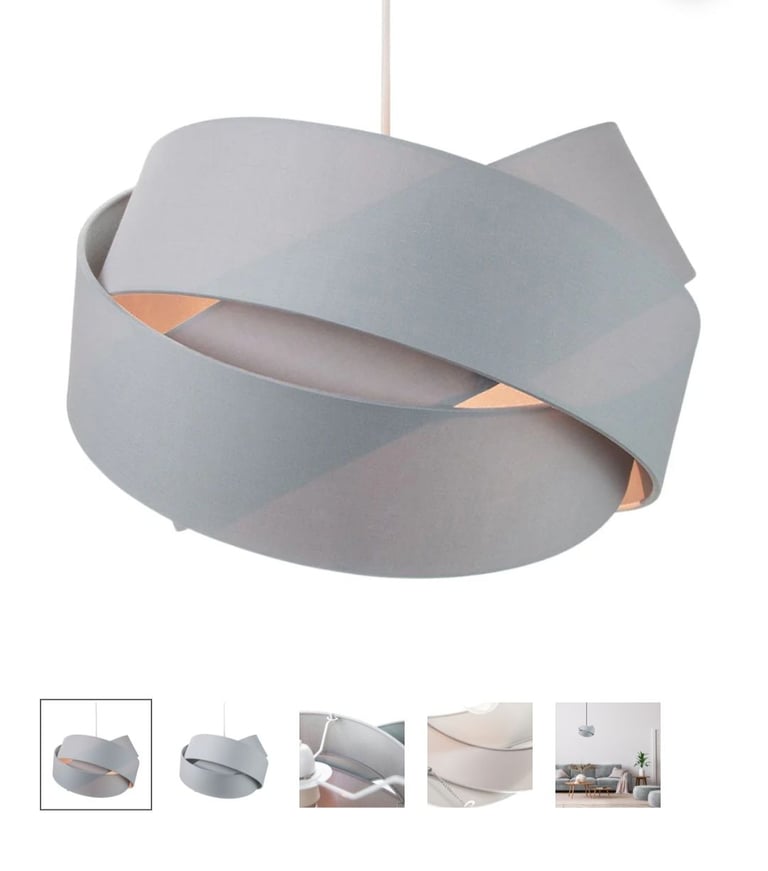Set of 2 grey twist layered ceiling light shades