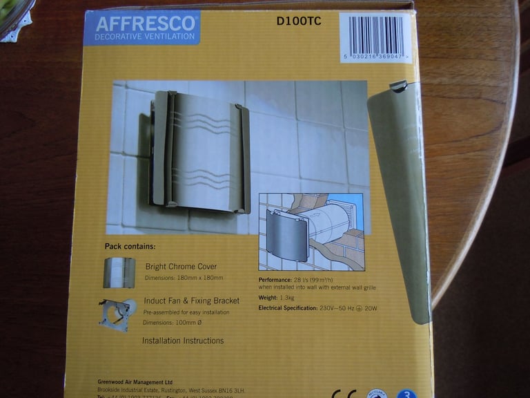 image for Affresco D100TC Wall Mounted Extractor Fan - Unused