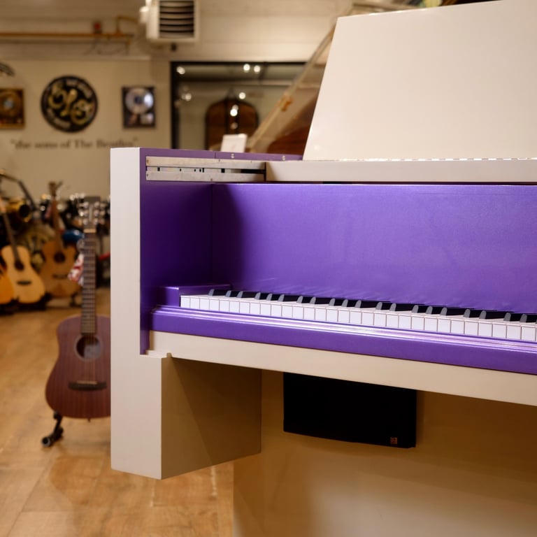 Bespoke Interior Square Grand Piano | Purple & Cream | Delivery, Stool, Tuning
