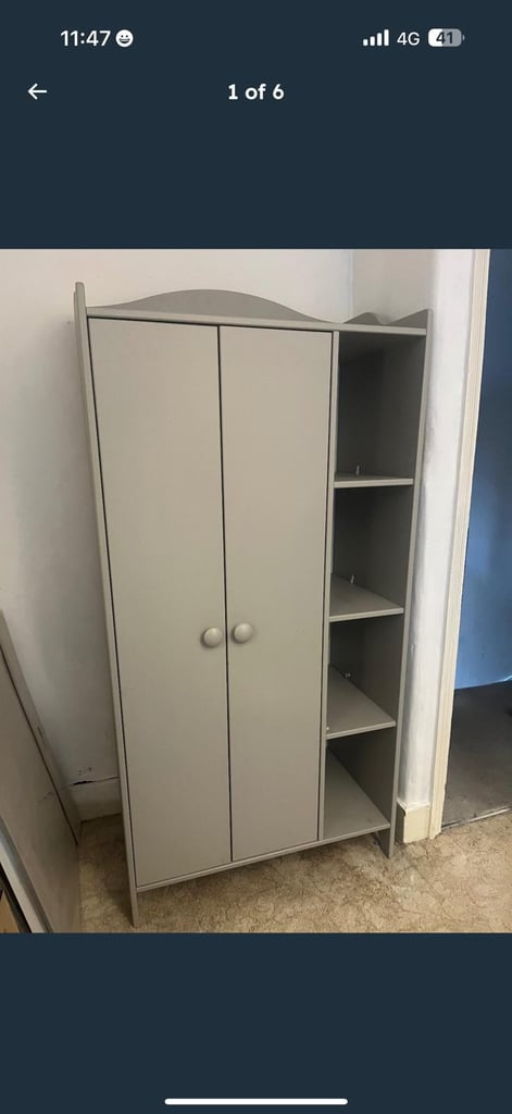 Grey wardrobe assembled free local delivery 