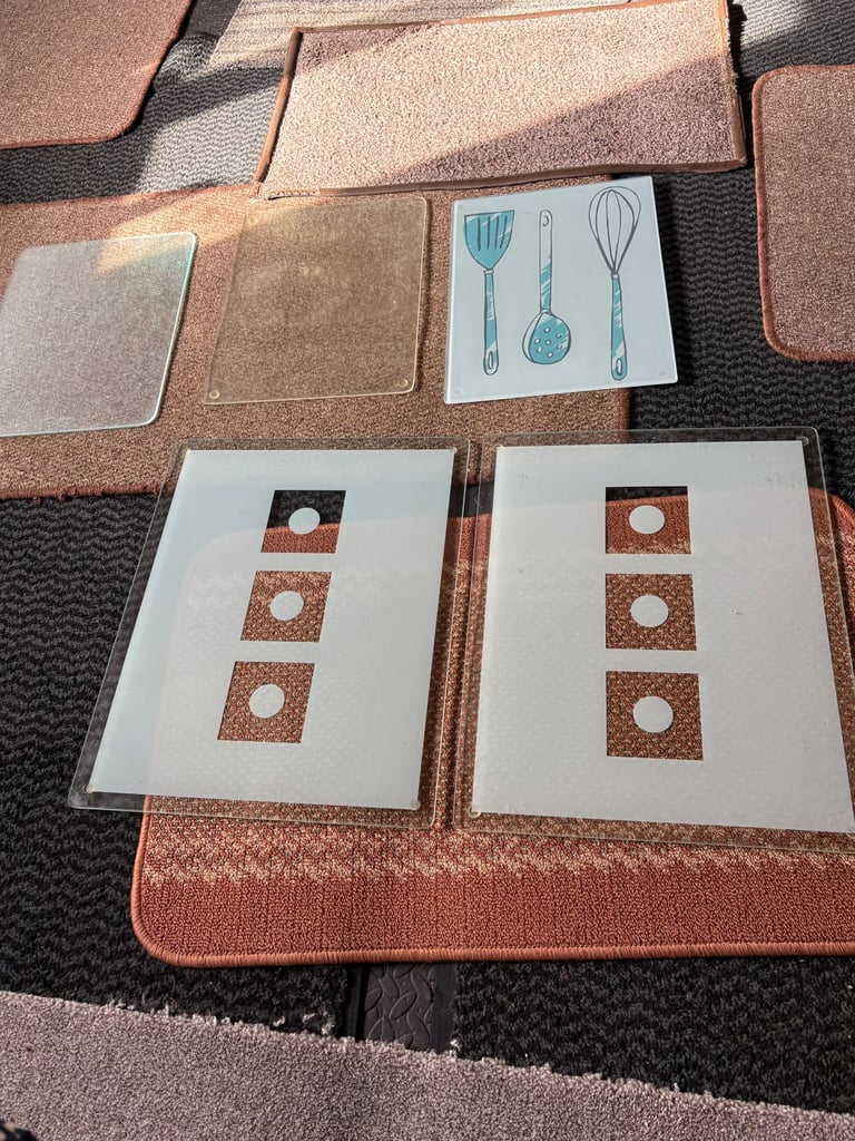 Glass worktop savers/chopping boards