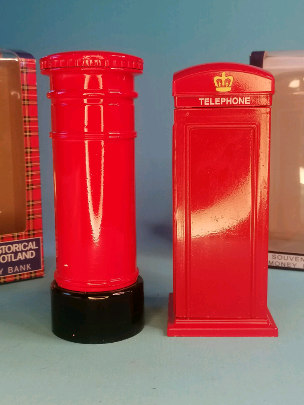 6-inch British Style Telephone Booth & Letter Box Metal Piggy Money 