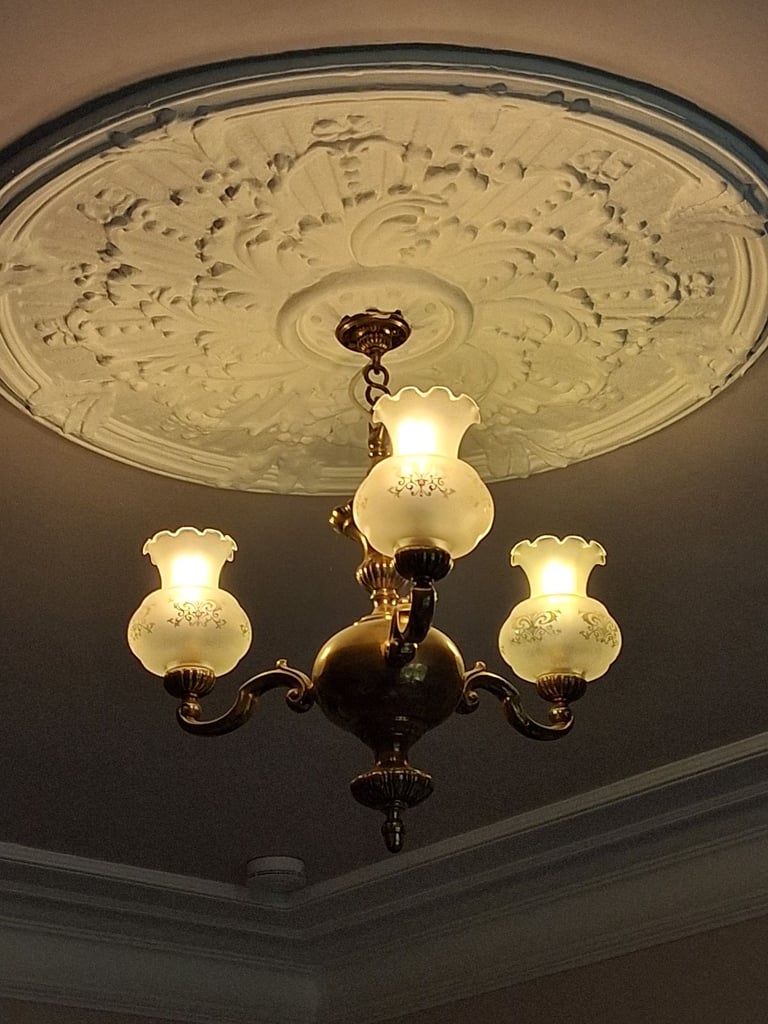 Antique Brass 3-Arm Chandelier