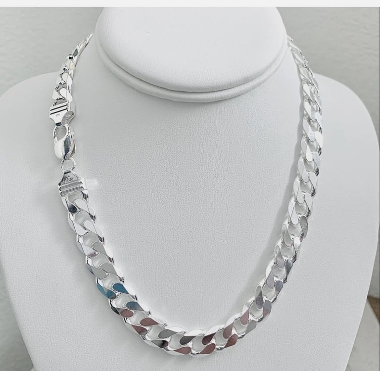 image for Sterling Silver Heavy Men's Curb Chain - 24 inch - SOLID 925 SILVER