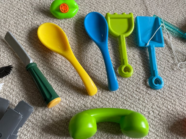 Mixed Toys - instruments, tools, animals, blocks, bag, paddle ball etc
