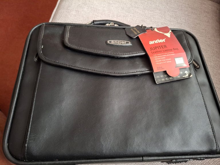 New Leather Antler Laptop Case / Bag. Labelled. Several side storage pockets.see pictures