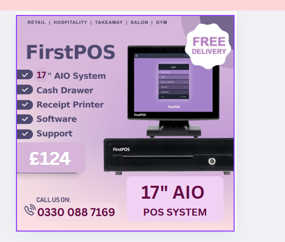 image for 15 Inch Touchscreen EPOS POS Cash Register Till System for Retail, Hospitality, Takeaway and Salon