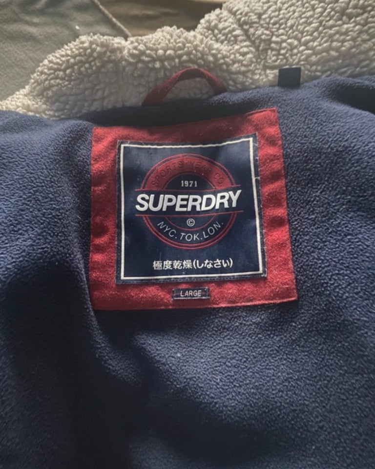 Red superdry fleece lined coat 