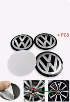 4x Universal V W Centre Wheel Cap Stickers Black and Chrome 60mm