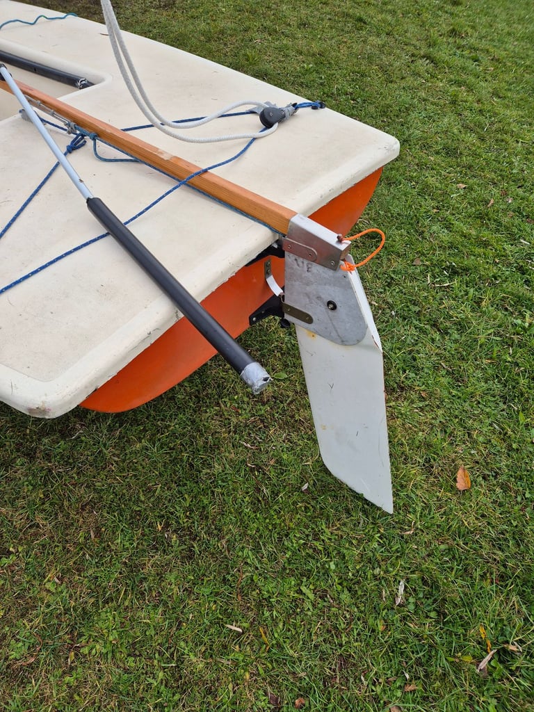 Laser sailing dinghy with launching trolley