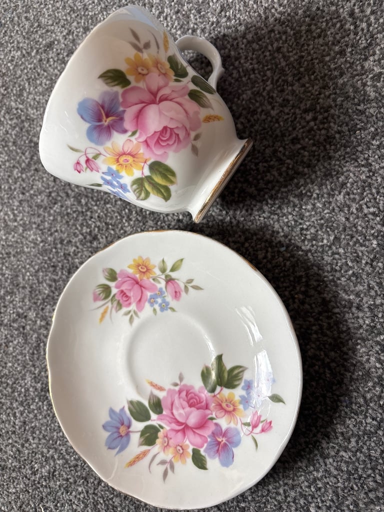Find bone china crown Trent Staffordshire, England mug and plate