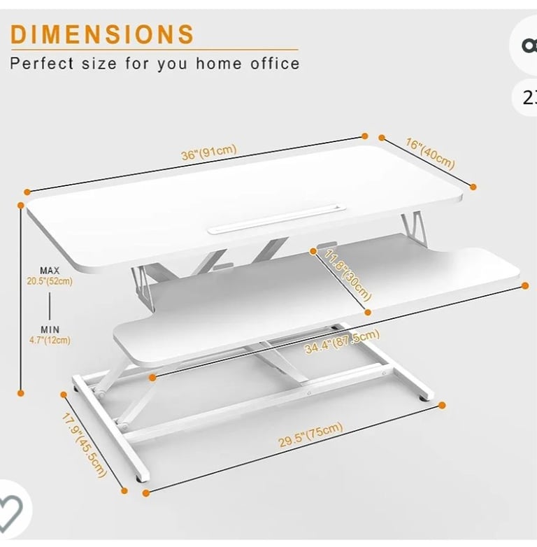 ERGOMAKER Standing Desk Converter, 36"/91cm Wide. RRP.£140