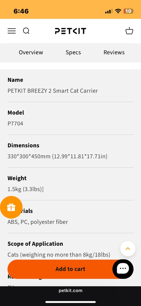 PetKit Cat backpack carrier 