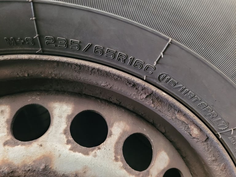 4x mercedes sprinter 6 stud wheels and tyres size 235 65 16c 