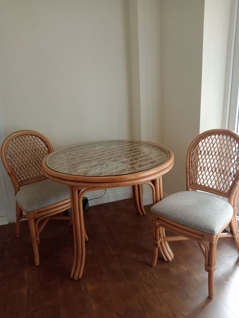 image for glass top table with 2 chairs