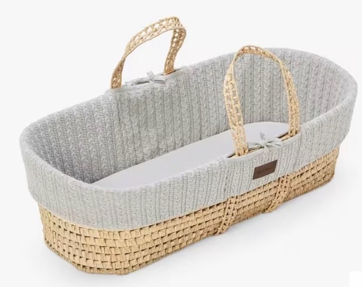 image for The little green sheep Moses basket - dove grey