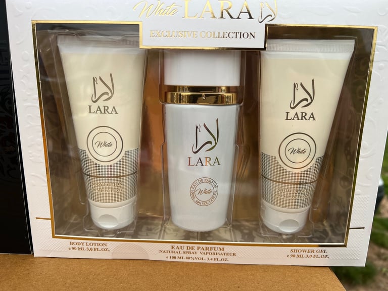 Lara white Perfume, shower gel, lotion gift set 