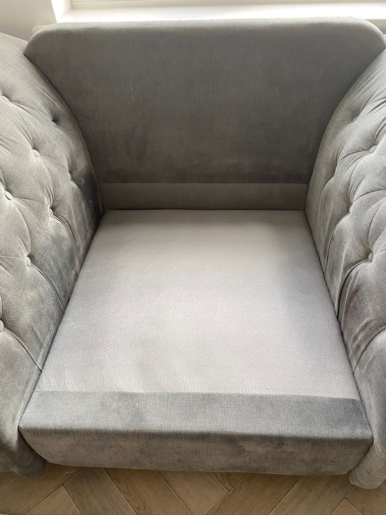 Large sofa, armchair and pouffe