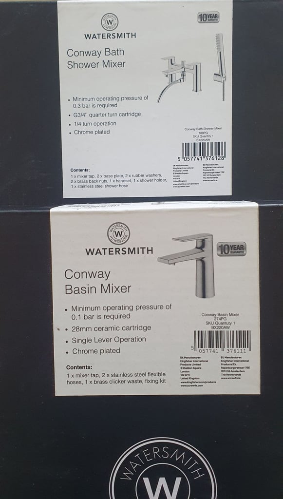 Watersmith Basin Tap, Bath Taps & Shower Head Matching Set
