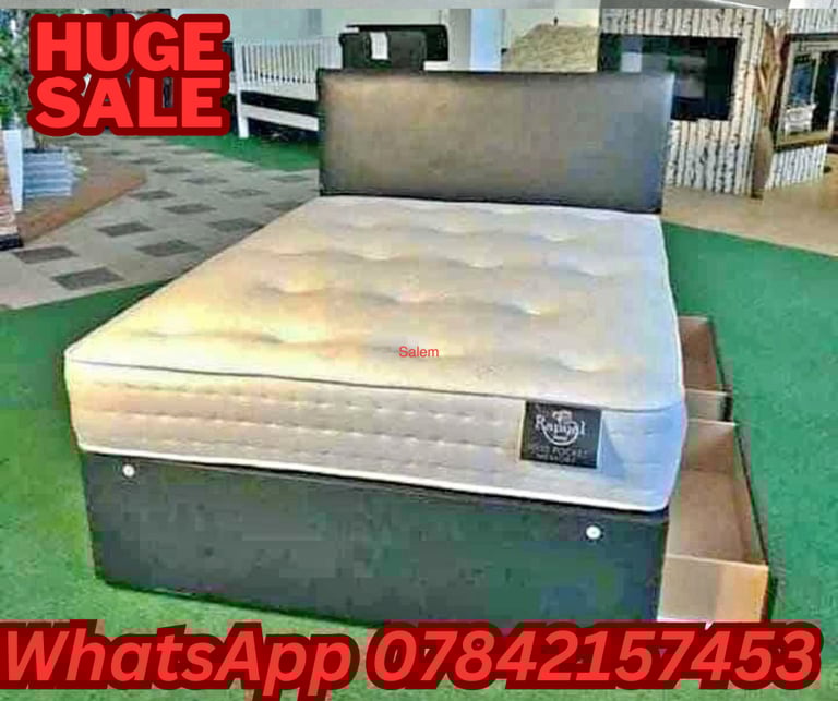 ❤ Plan Fabric Divan Double bed - Single Bed With Drawer Storage 