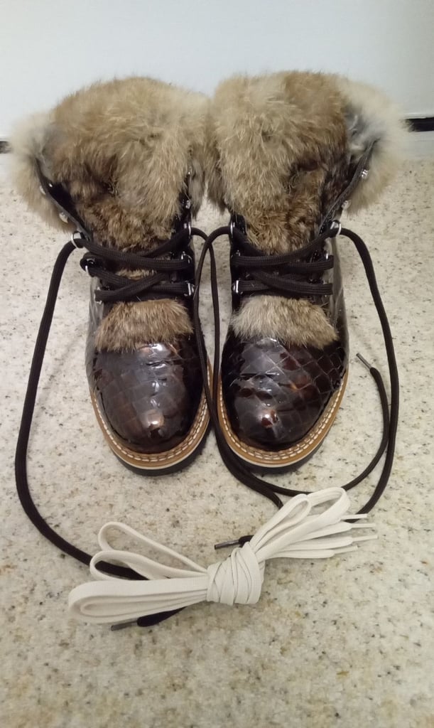 image for Brand New Handmade Italian £500 La Thuile Brown Patent Leather Ankle Boots