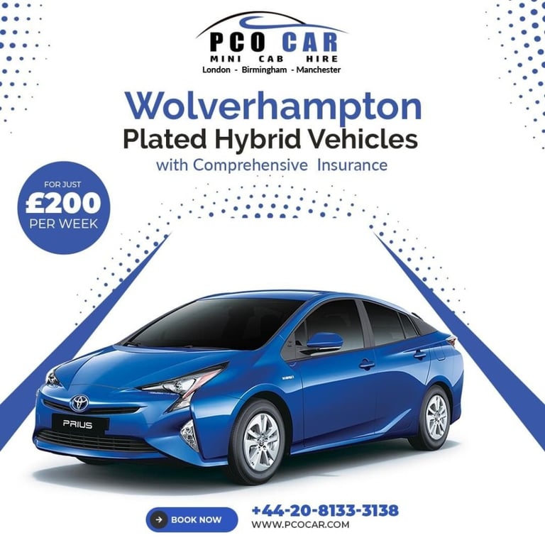 BEST & CHEAPEST WOLVERHAMPTON TAXI BADGED CAR FOR HIRE TOYOTA PRIUS STARTING 170 PW INC INSURANCE