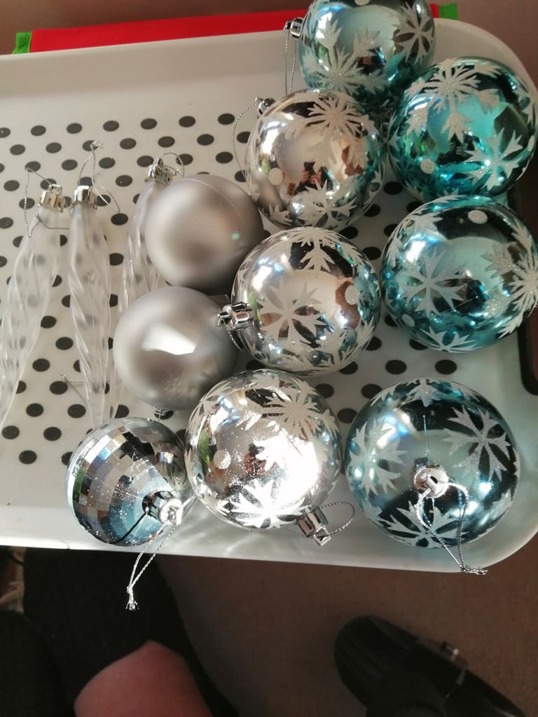 Xmas baubles silver bundle 