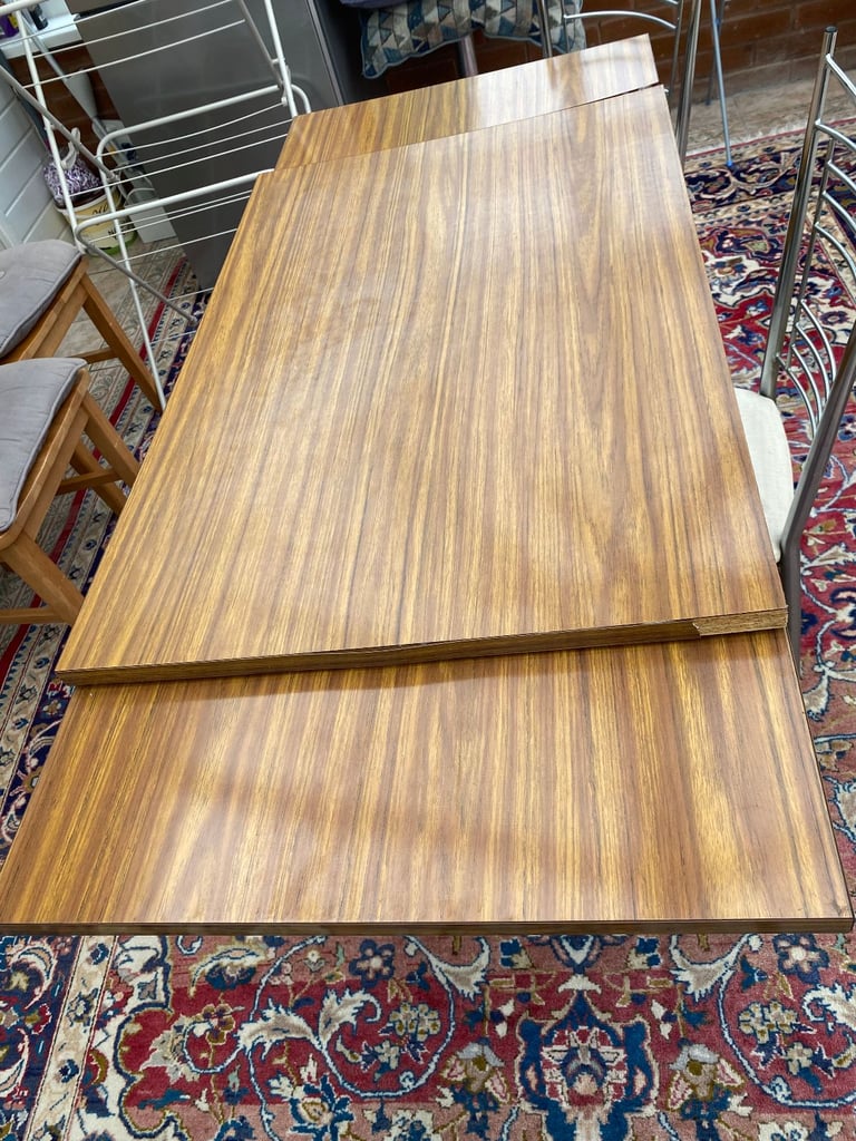 Vintage 1960s French Supermatic by Brevet Extendable Dining Table and 3 Chairs