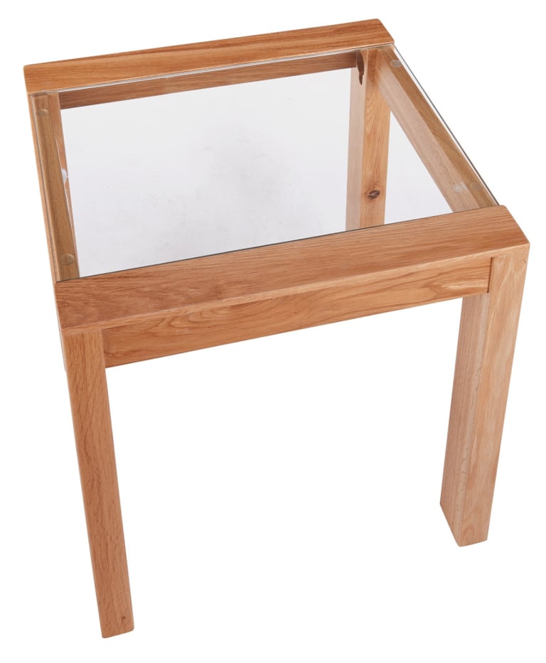 Square Solid Wood & Glass End Table