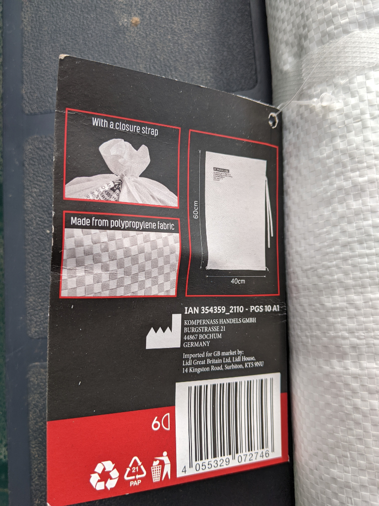 SANDBAGS-FLOOD BAGS, 2 DIFFERENT SIZES ALL NEW UNUSED.