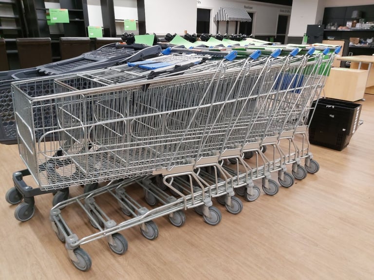 image for 7 x large metal trolleys with childs seat