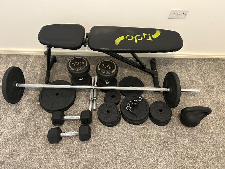 image for Weights  bar bench dumbbells kettlebell 