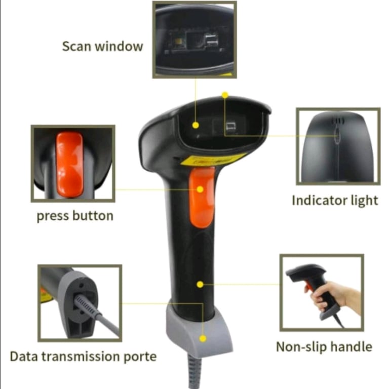 Posunitech USB Laser 2D Barcode Scanner Wired