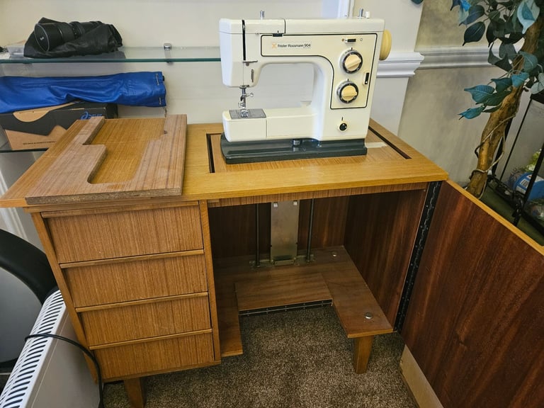 Antique Vintage Frister Rossmann sewing machine drawer cupboard desk 
