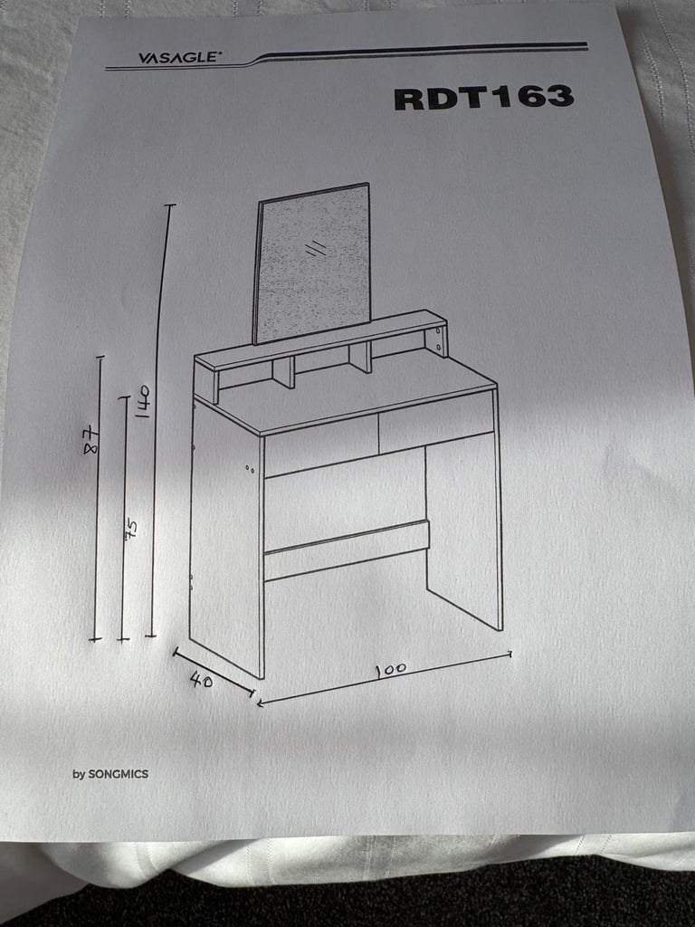 New  VASAGLE Modern Makeup Vanity Dressing Table 