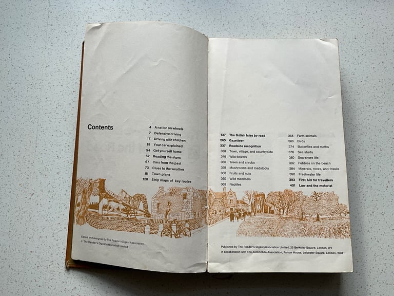 The Reader's Digest AA Book of the Road - Vintage book 1967, Maps, Flowers, Butterflies, Sea shells