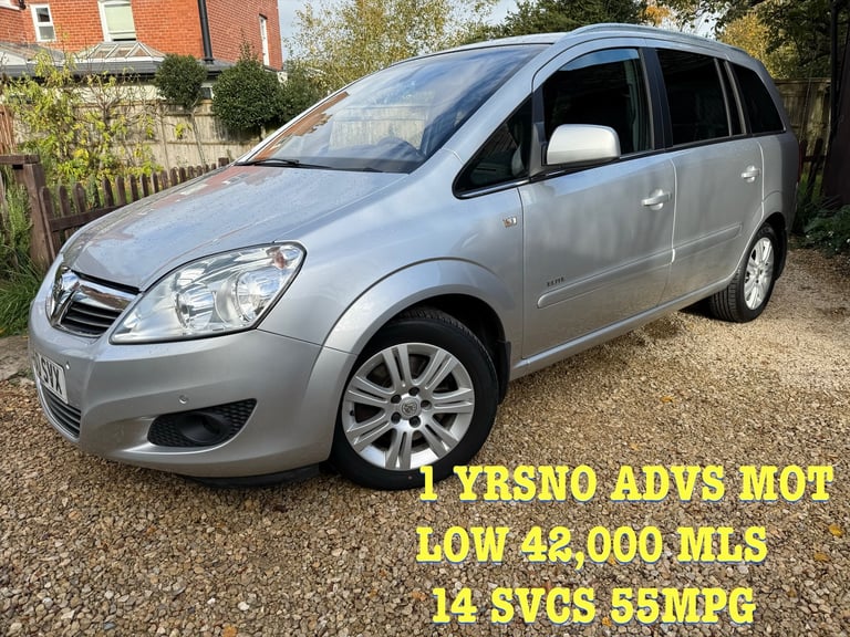 VAUXHALL ZAFIRA 1.7cdti 42,000 7 SEATS YRS MOT 3 MTH WARRANTY 14 SVCS