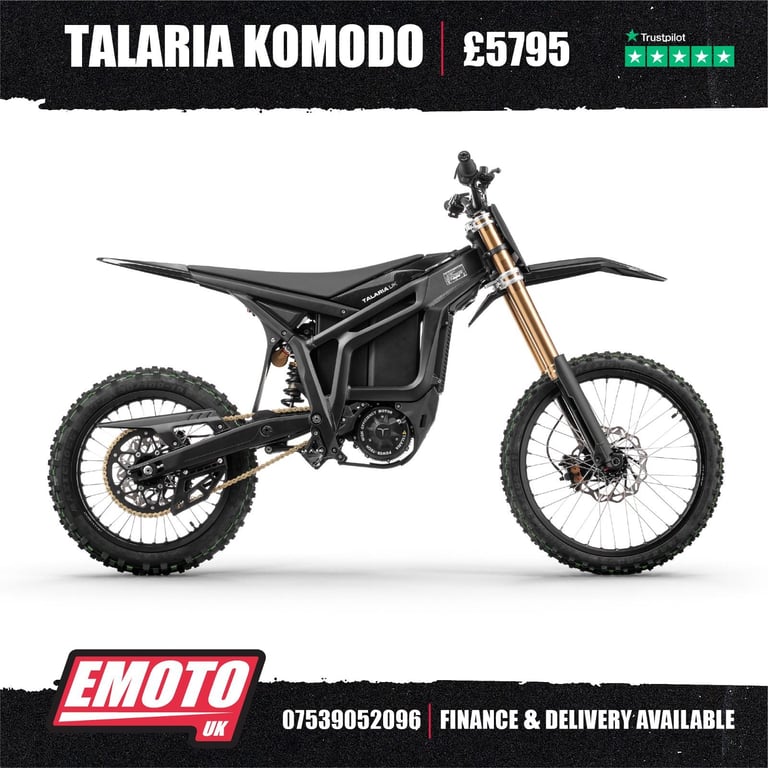 NEW TALARIA KOMODO BLACK 72V 2025 Electric Bike @EmotoUK - Finance Available
