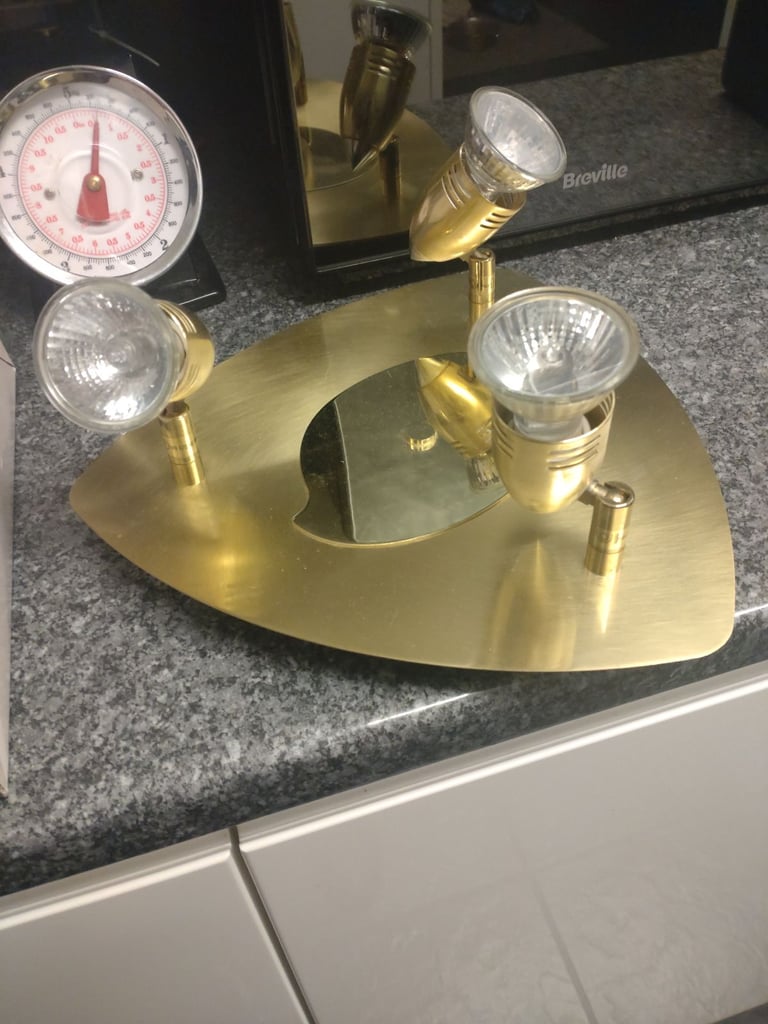 3 spot brass light fitting just taken down cas swap to different style ...