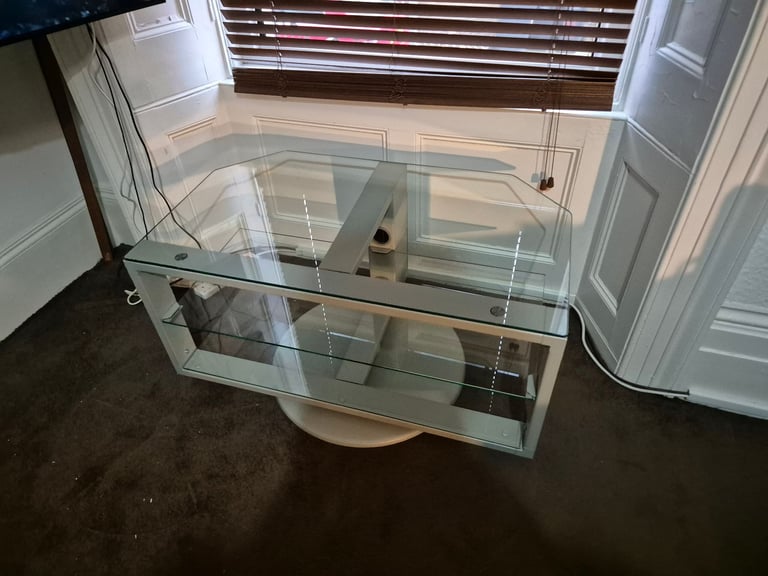 IKEA SVIND Swivelling TV/Audio Table Stand/Bench (steel/glass - heavy duty)
