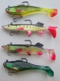 8 Fishing Lures - Bass & Pollack Soft plastic swim baits lures (Postfree), in St Saviour