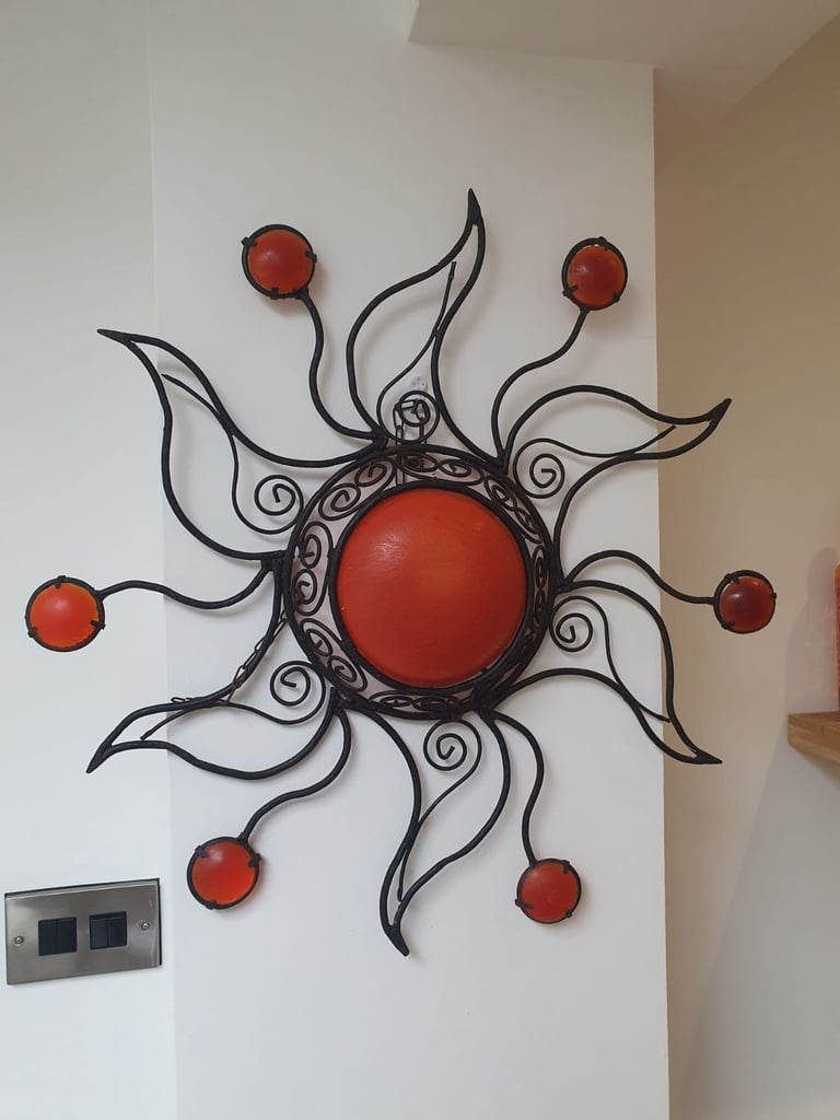 Large Moroccan Wrought Iron Sun Lamp Shade